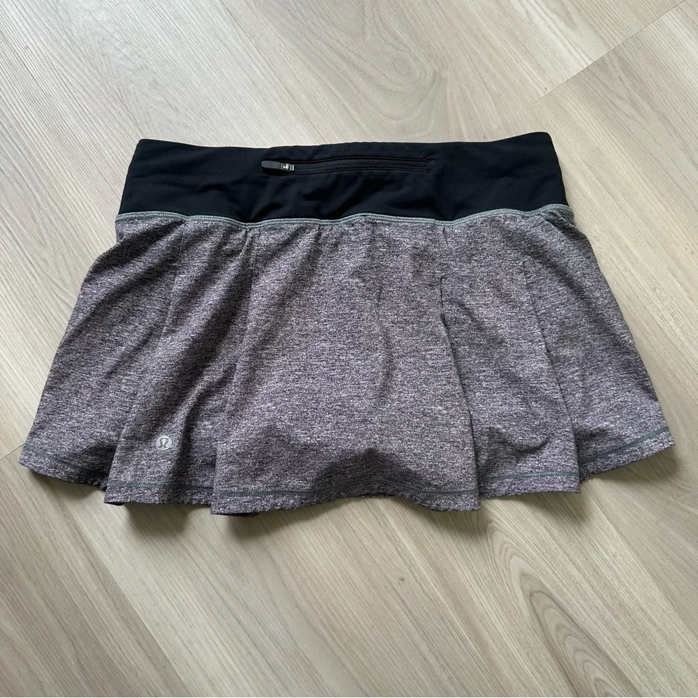 Lululemon Pace Rival Skirt Skort Heather Lux Multi Black Athleisure Women's 6